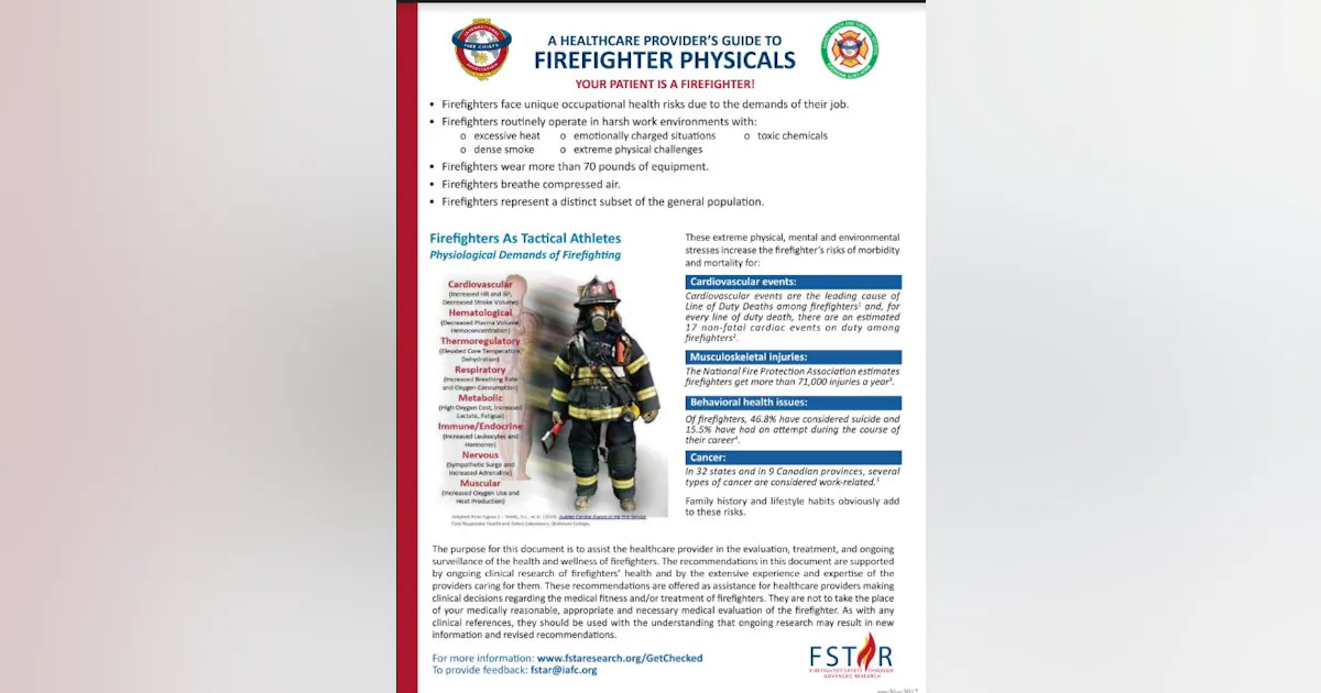 Firefighter Guide Line IAFC Releases Guide for Firefighter Physicals - Firefighter News ...