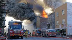 Montreal Firefighters Tackle Downtown Blaze