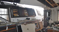 The explosion sent a fireball through the home, blowing out the Bravo wall at the roof line.