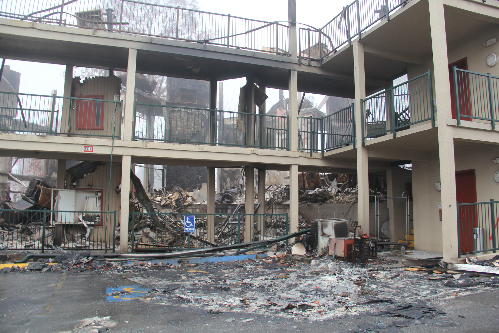 This hotel in Gatlinburg was destroyed by the fire.