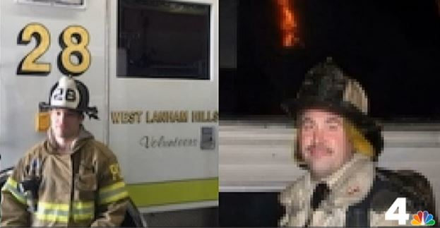 Firefighters Chris Kelly (left), and Jeffrey Miller from the West Lanham Hills Volunteer Fire Department.