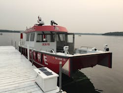 The 32-foot Lake Assault fire boat used by the Town of Linn Fire and EMS Department. The 32-foot Lake Assault fire boat used by the Town of Linn Fire and EMS Department.