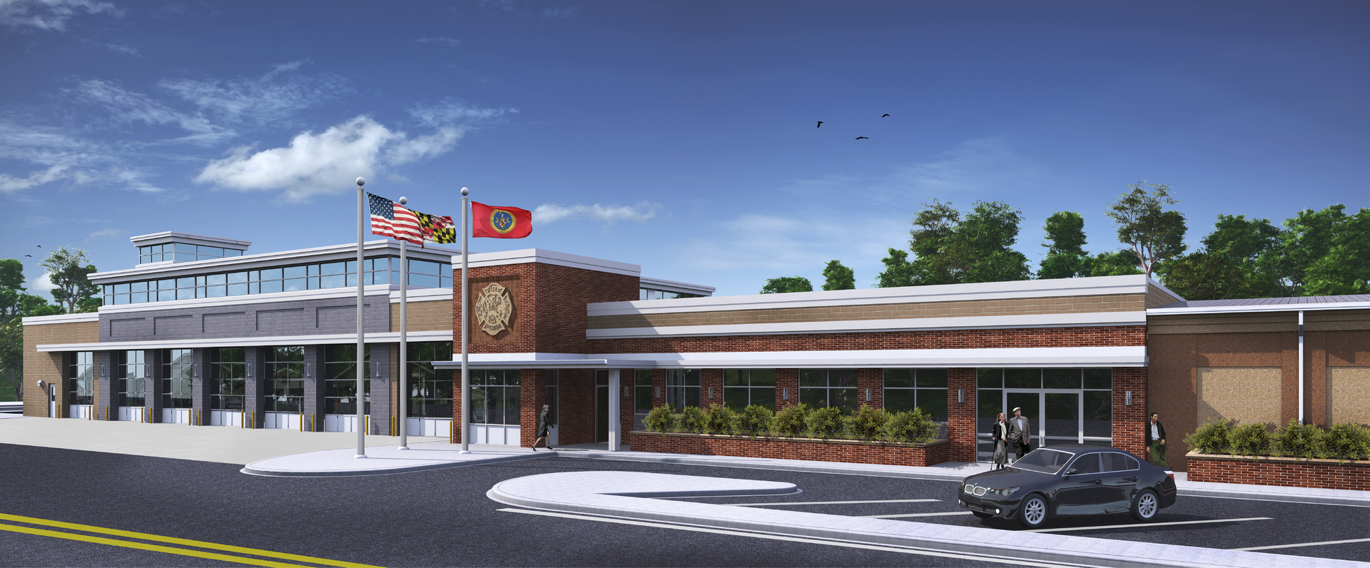 A rendering of the new Mechanicsville, MD, Volunteer Fire Department station.