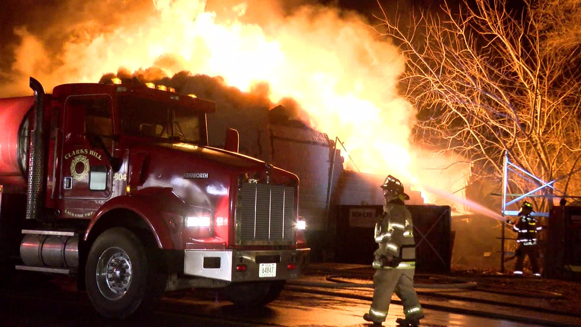 IN Garage Collapses During Fire