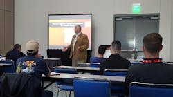 Brian Brauer, associate director of the University of Illinois Fire Service Institute, gives a presentation on fire department culture to a group of students at Firehouse World 17 in San Diego. Brian Brauer, associate director of the University of Illinois Fire Service Institute, gives a presentation on fire department culture to a group of students at Firehouse World 17 in San Diego.