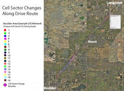 A total of 20 sector change boundaries were observed along the test route, averaging a sector change every 0.59 miles. A total of 20 sector change boundaries were observed along the test route, averaging a sector change every 0.59 miles.