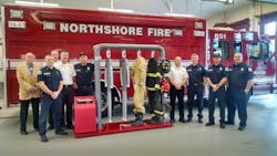 Ram Air Gear Dryer Director of Sales David Adams (left) presents a Ram Air 4-MU Gear Dryer from the Hometown Heroes contest to Northshore Fire Department staff in Kenmore, WA. Ram Air Gear Dryer Director of Sales David Adams (left) presents a Ram Air 4-MU Gear Dryer from the Hometown Heroes contest to Northshore Fire Department staff in Kenmore, WA.