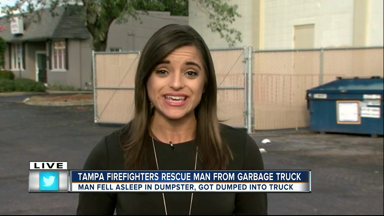 FL Firefighters Free Man from Garbage Truck