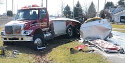 Tanker/tender rollovers usually are catastrophic events. Fortunately, the driver of this tanker in Indiana survived; however, the same cannot be said for the tanker.