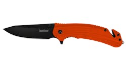 Kershaw&apos;s rescue knife, the Barricade, features a glassbreaker and cord cutter.