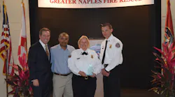 Left to right, Tenzinga CEO/Founder Bob Norton, Lt. Michael Cruz, Deputy Chief Shawn Hanson, and Battalion Chief Matt Trent.
