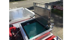 The idle-reduction unit, which is also called the Auxiliary Power Unit, often consists of a generator tucked in a compartment, usually above the pump house like this unit on Redmond, WA, Fire Department&apos;s new Pierce pumper.