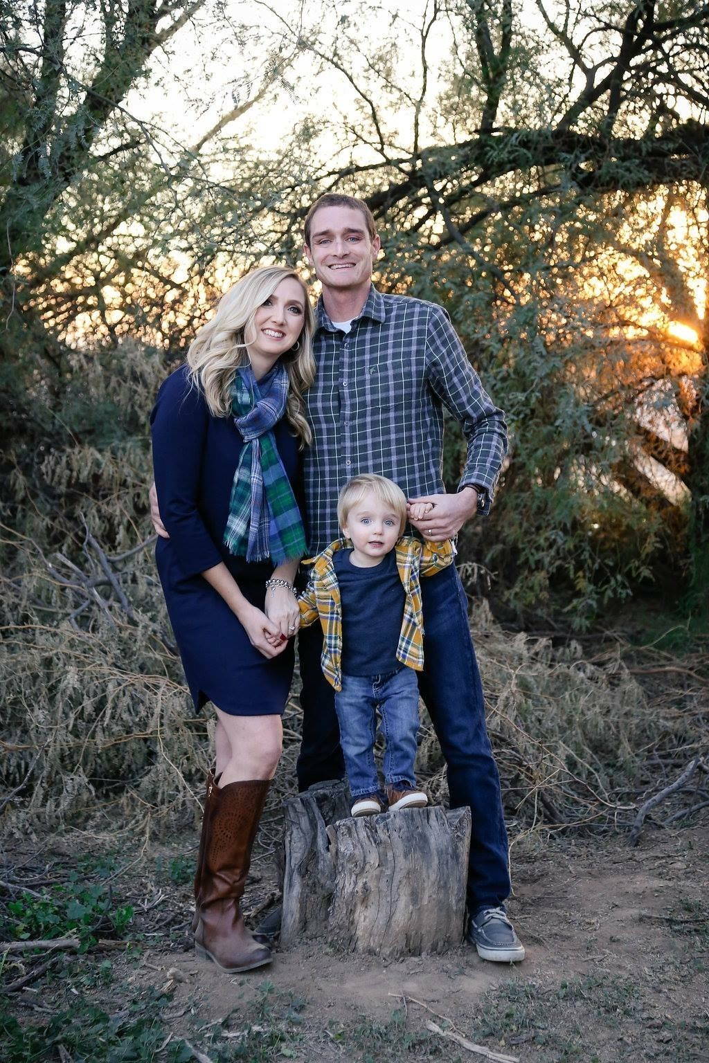 Former Flagstaff Interagency hotshot Joe Schmieder and his wife, Alyssa, and son, Joseph.