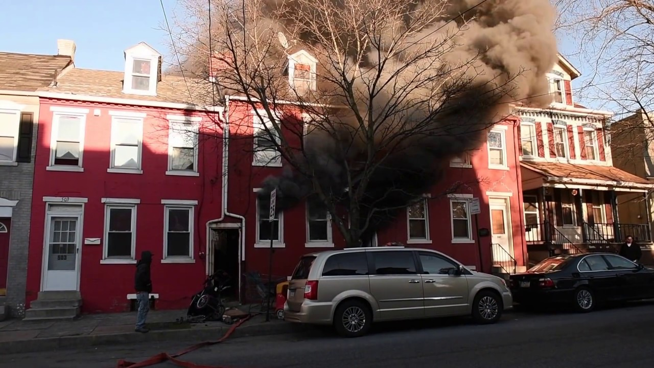 PA Firefighters Tackle Rowhome Fire