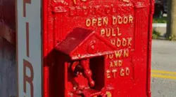 Normally installed on street corners, fire alarm boxes were the main means of turning out firefighters before telephones were common. This box helped a teenager alert the fire department about a fire at his residence in Jeannette, PA.