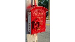 Normally installed on street corners, fire alarm boxes were the main means of turning out firefighters before telephones were common. This box helped a teenager alert the fire department about a fire at his residence in Jeannette, PA.