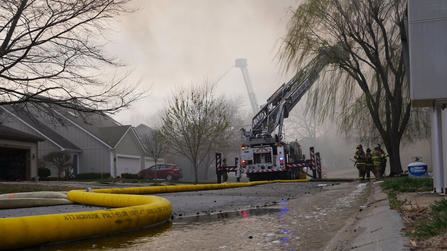 Overland Park, KS, Firefighters Tackle Fire in Two Apartment Buildings