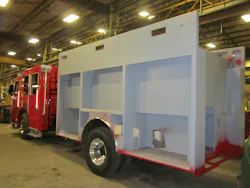 It doesn't take long for apparatus to take shape once workers start really focusing on completing the truck.