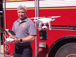 Lt. Fred Thorne of the West Memphis Fire Department and his drone. Lt. Fred Thorne of the West Memphis Fire Department and his drone.