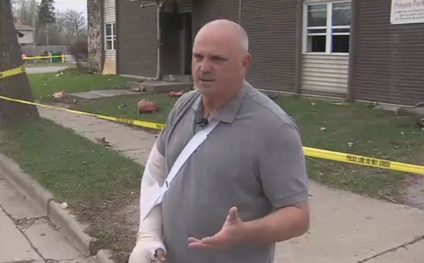Milwaukee Fire Lt. Tom McMenamin speaks about an injury he suffered battling fire.