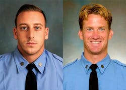 FDNY firefighters Michael Luongo, left, and Ronald Mitchell rescued a man from a sixth floor apartment in Staten Island. FDNY firefighters Michael Luongo, left, and Ronald Mitchell rescued a man from a sixth floor apartment in Staten Island.