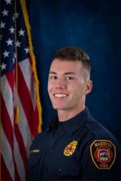 Marietta firefighters Ron Herens died in a crash in Los Angeles. Marietta firefighters Ron Herens died in a crash in Los Angeles.