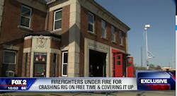 Two Detroit firefighters confessed to causing $75,000 in damage to an apparatus during a joyride and then trying to cover it up. Two Detroit firefighters confessed to causing $75,000 in damage to an apparatus during a joyride and then trying to cover it up.