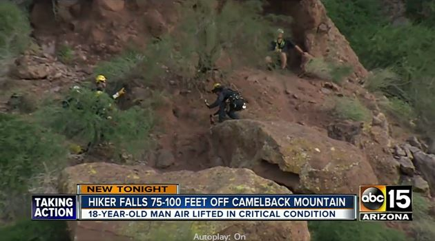 vids az firefighters rescue hiker from camelback mountain 58f4e46ed3fd5