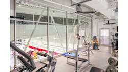 Dallas Fire Station 27&apos;s fitness room was built above the apparatus bay since the small print left little room for the space.