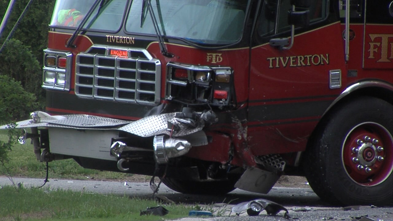 Officials say a woman who was seriously injured in a wreck with a Tiverton fire apparatus may have been driving under the influence.