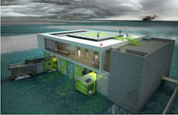 The first floor was designed to have 'blow away bays' where only the apparatus are stored, leaving member to safely ride out the storm on the upper level. The first floor was designed to have 'blow away bays' where only the apparatus are stored, leaving member to safely ride out the storm on the upper level.