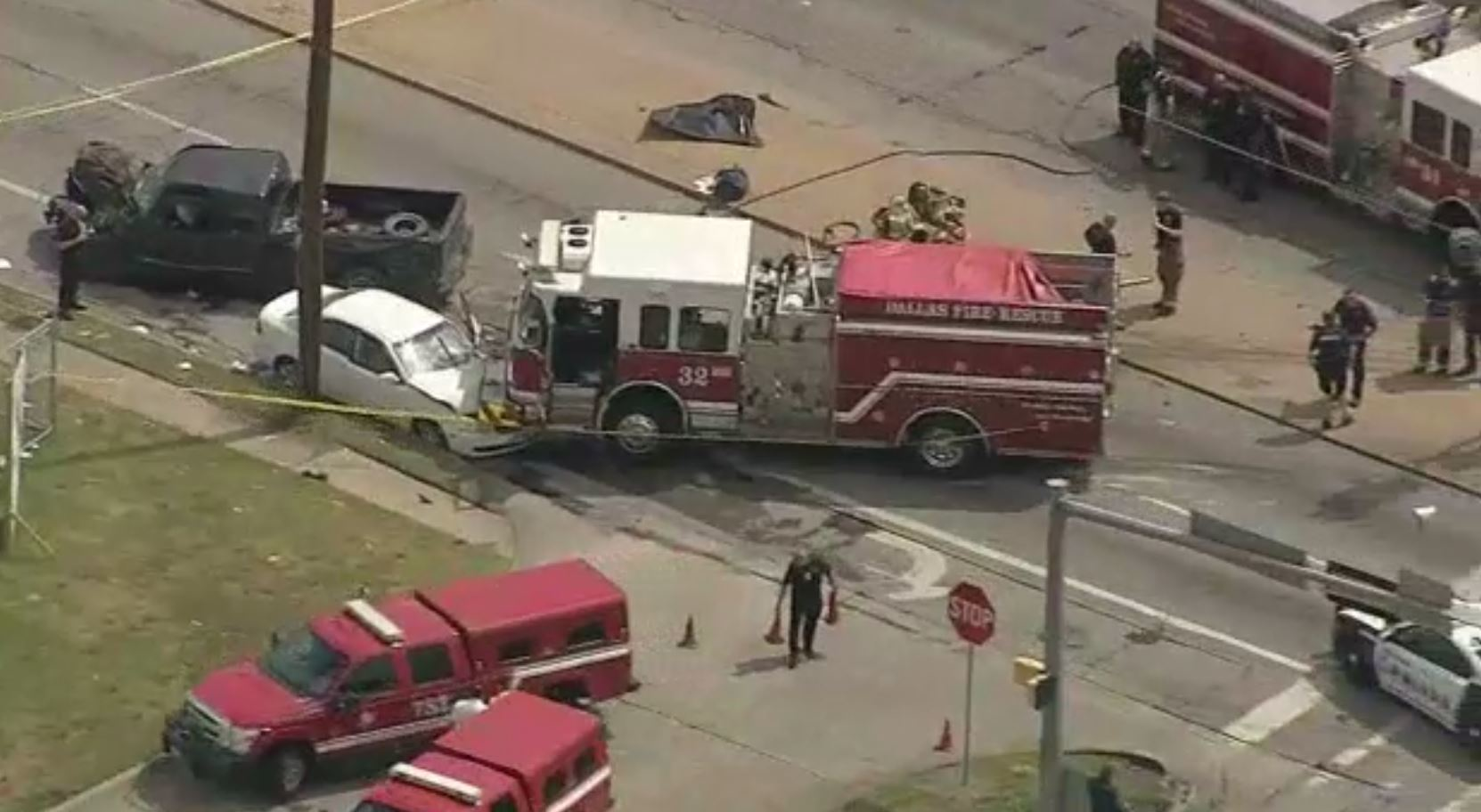 A Dallas fire apparatus was involved in a multivehicle wreck at an intersection Thursday when a driver didn't yield the right of way.