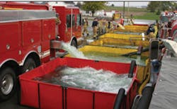 When designing tankers, fire departments should consider using side dump valves to make it as efficient as possible to off-load water. It's also a good idea to number the tanks so they are filled in a sequential order. When designing tankers, fire departments should consider using side dump valves to make it as efficient as possible to off-load water. It's also a good idea to number the tanks so they are filled in a sequential order.