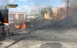 Two people were killed when a small plane headed for Teterboro Airport crashed in an industrial area of Carlstadt, NJ. Two people were killed when a small plane headed for Teterboro Airport crashed in an industrial area of Carlstadt, NJ.