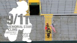 Green Bay Metro Fire Department and Pierce Manufacturing are co-sponsoring the fifth annual 9/11 Memorial Stair Climb at historic Lambeau Field on Saturday, September 16, 2017. All proceeds raised will benefit the National Fallen Firefighters Foundation. Last year, nearly 2,000 residents, firefighters, and local businesses together raised more than $85,000.