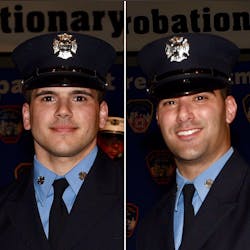 Probationary firefighters Dominic DiBiase (left) and Christopher Rossi (right) helped rescue three people Thursday. Probationary firefighters Dominic DiBiase (left) and Christopher Rossi (right) helped rescue three people Thursday.