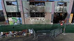 View of the outside of the scorched Ghost Ship warehouse building in Oakland, Calif. on Monday, Dec. 12, 2016. The Dec. 2 fire tore through the two-story building on the 1300 block of 31st Avenue killing 36 people.
