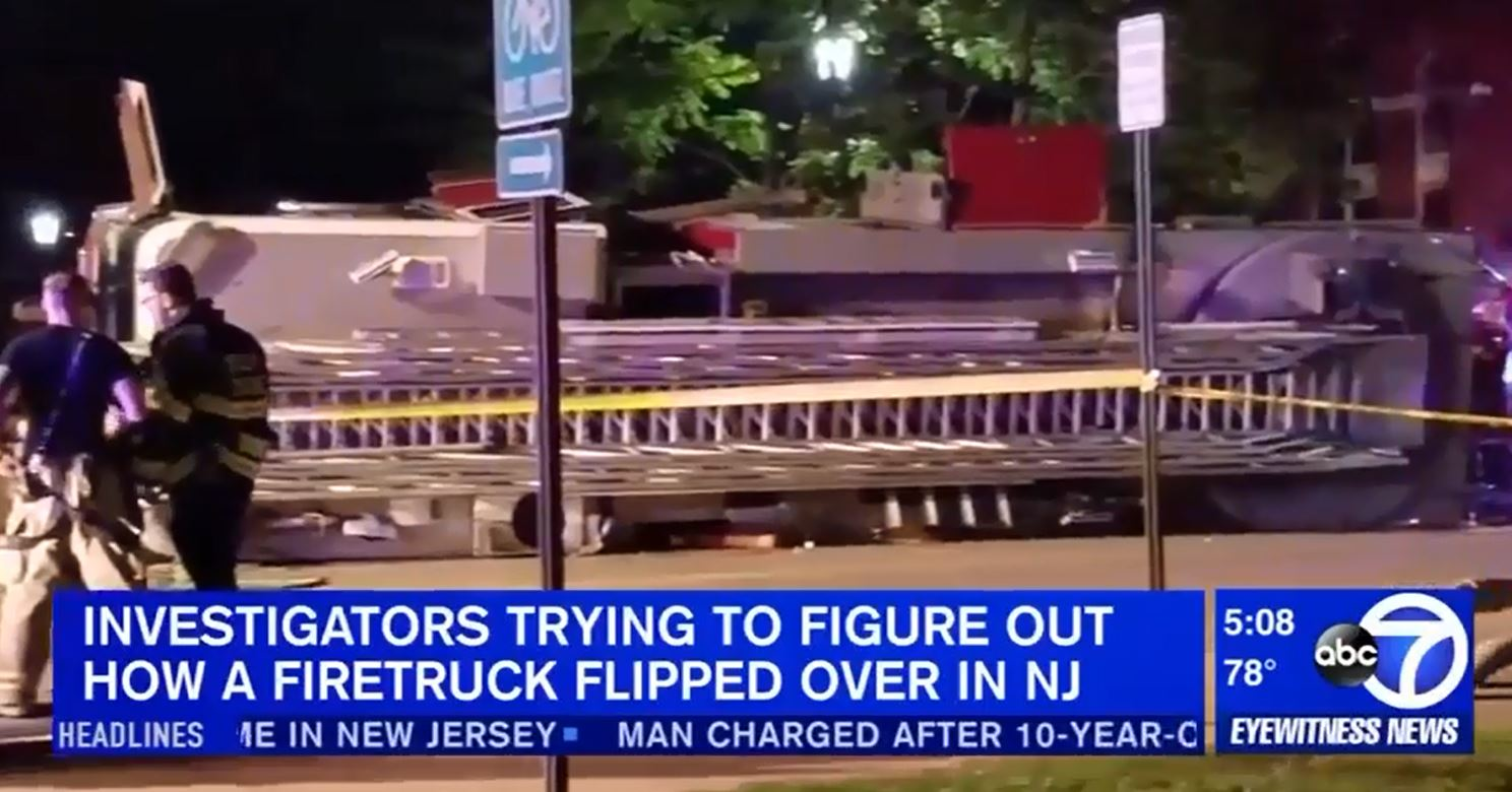 An investigation has begun into what caused a Nutley, NJ, ladder apparatus to overturn Saturday night, an incident which injured three firefighters.