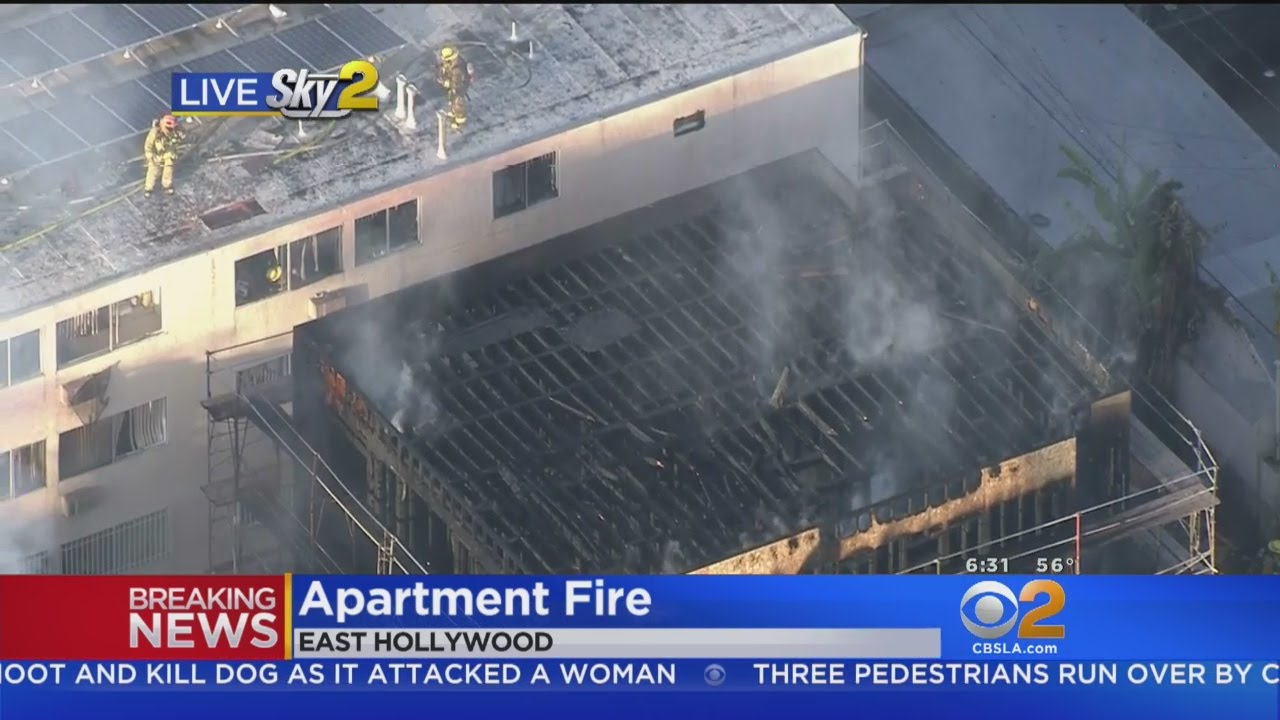 Los Angeles Firefighters Battle Blaze At East Hollywood Apartment ...