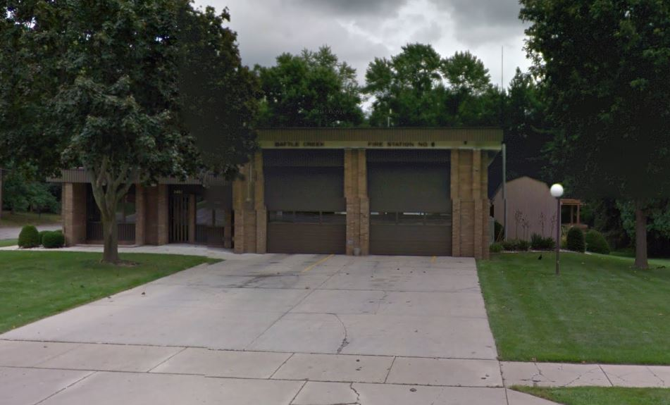 Station #6 in Battle Creek, MI, where an unidentified naked woman was found on top of a fire vehicle by six firefighters who had just awoken.