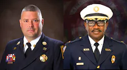 The IAFC and Pierce announced the 2017 winners of the annual “IAFC Fire Chief of the Year” awards at Fire-Rescue International. On the left is Volunteer Fire Chief Brian Wade of the North Lenoir Fire & Rescue Department in Kinston, NC and on the right is Career Fire Chief Marvin Riggins of the Macon-Bibb County Fire Department in Macon, GA.