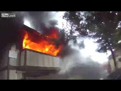 Helmet Cam Footage Of Intense CA Apartment Fire