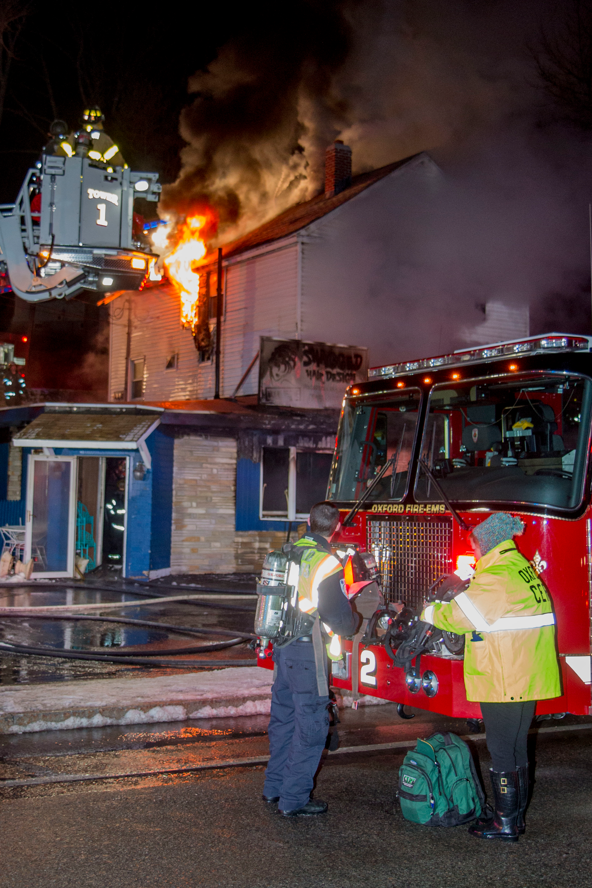Oxford, MA, firefighters responded to a fire in a mixed-use building with a commercial hair-styling business on the first floor and apartments above&mdash;a fire that ultimately resulted in a mayday and close call for two mutual-aid firefighters.