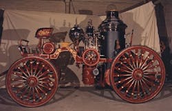 An 1893 American LaFrance engine housed by San Francisco&apos;s Guardians of the City Museum, which is asking the city to find a permanent home for 32 pieces of antique firefighting apparatus.