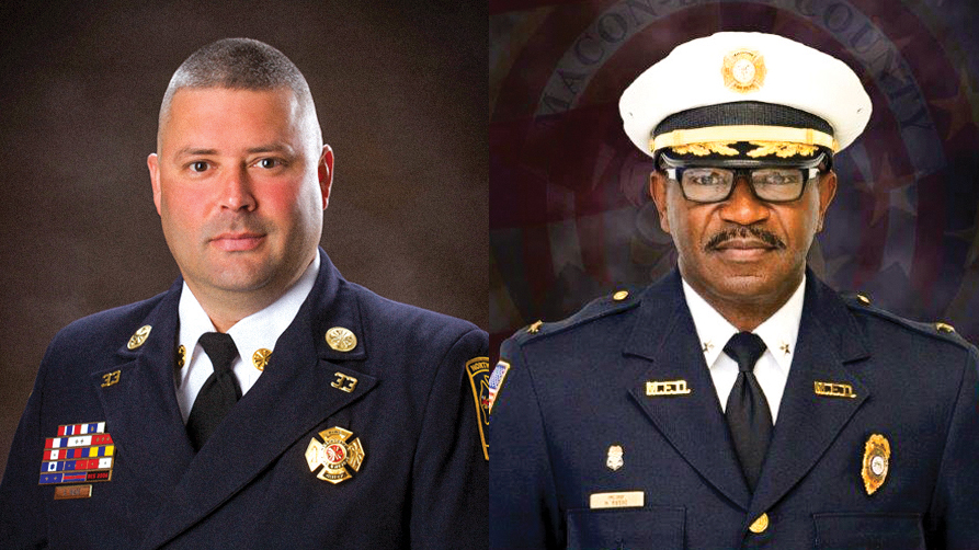 Volunteer Fire Chief Brian Wade (left) and Career Fire Chief Marvin Riggins.