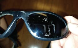 The hi-performance prescription safety glasses protected a bicyclist&apos;s eyes when he was struck by a cable.