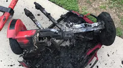 The remains of a hoverboard that sparked a fire at an Ocala, FL, home while it was left charging in the garage.