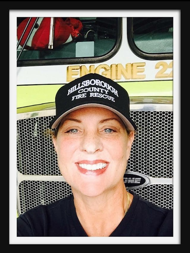 Hillsborough County firefighter Patti Valero, who got back on the job after overcoming a below-the-knee left leg amputation.