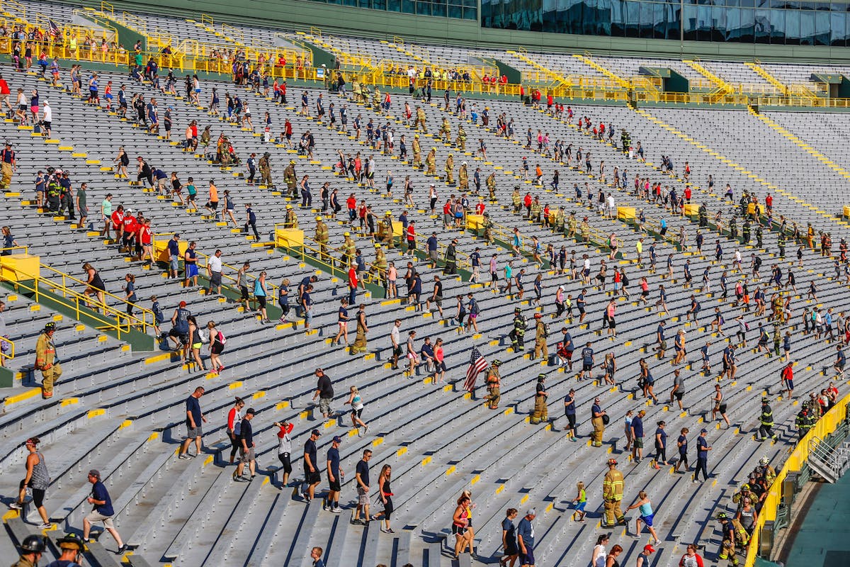 The fifth annual 9/11 Memorial Stair Climb at historic Lambeau Field paid tribute to those who sacrificed their lives at the World Trade Center on September 11, 2001. The event raised $110,000 to benefit the National Fallen Firefighters Foundation.