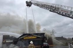Cedar Falls, IA, firefighters tackle a commercial blaze in April 2016.